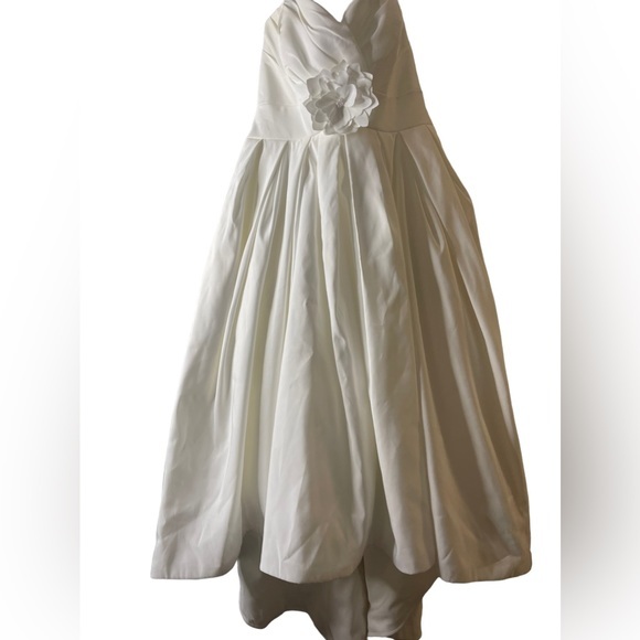 Oleg Cassini Strapless Faille High-low Ct326 Wedding Dress Sz 12‎ nwot - Picture 9 of 11